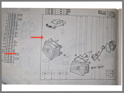 Koplamp H4 rechts Renault 18 - OEM 7701022410