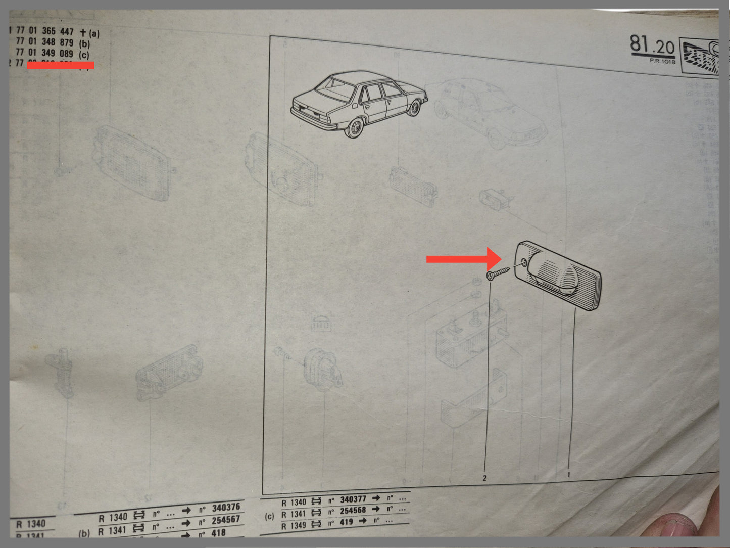 Kentekenverlichting - Renault 9 - Renault 18 - OEM 7701349089