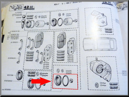 Kit de réfection d'étrier de frein 48mm – Renault 16 (1150) – OEM 0855696300