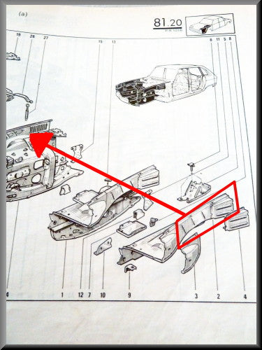 Fixation du haut d'aile avant droit – Renault 16