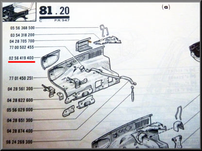 Écran intérieur boîtier de phare droit – Renault 16 – OEM 0256419400