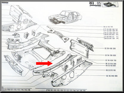 Longeron faux-châssis gauche – Renault 16 – OEM 0256441200