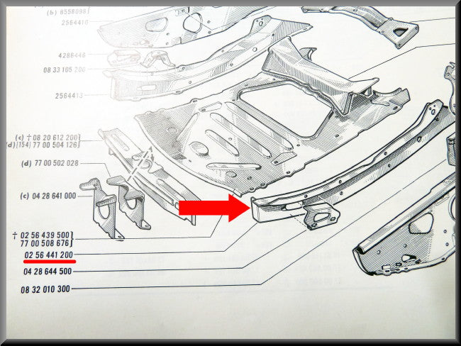 Longeron faux-châssis gauche – Renault 16 – OEM 0256441200