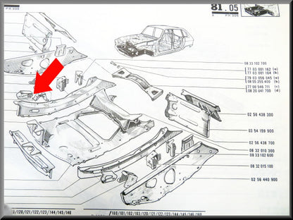 Renforcement de poutre, barre stabilisatrice de passage avant droit – Renault 16 – OEM 0428644600