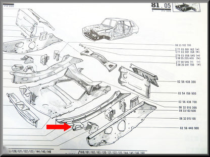 Renfort de poutre support de tringle stabilisatrice avant gauche – Renault 16 – OEM 0428644500