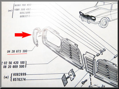Cache chromé calandre droite – Renault 16 – OEM 0428673300