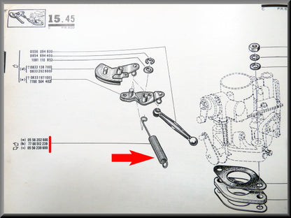 Ressort de câble d'accélérateur au carburateur – Renault 16 L (1150) – OEM 0556202600