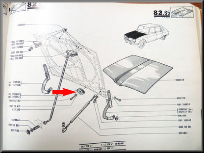 Caoutchouc de guidage capot moteur – Renault 16 – OEM 0830054300