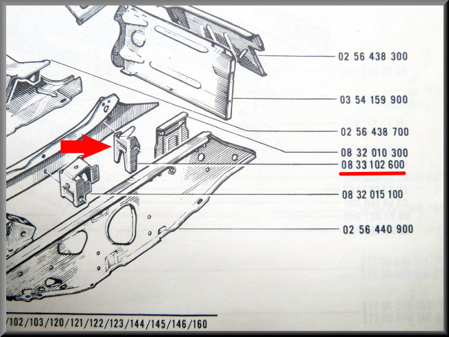 Renforcement de poutre sous-châssis gauche – Renault 16 – OEM 0833102600
