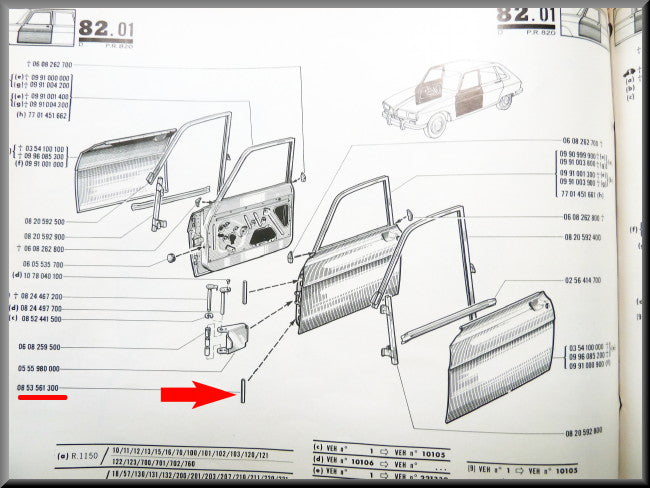 Door hinge pin – Renault 16 – OEM 0853561300