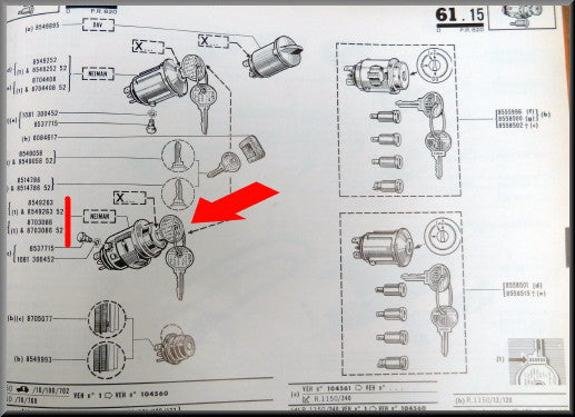 Contacteur de démarrage – Renault 16 (1967 - 1973) – OEM 0854926300 – Occasion