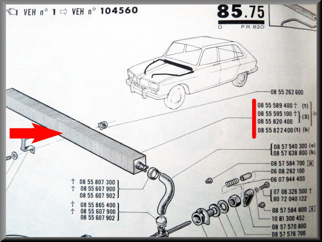 Radiateur de chauffage – Renault 16 L-TS (1150-1151) – OEM 0855589400