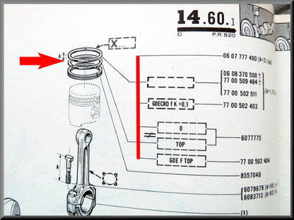 Piston rings set (76 mm) – Renault 16 GL, L – OEM 0855704800 / 0607777500 / 7700502511
