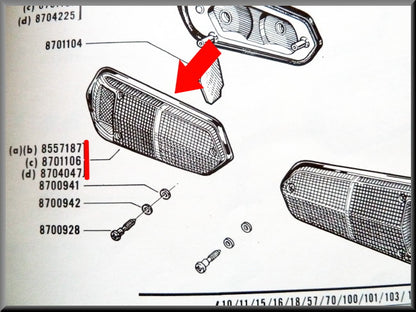 Rear light glass left – Renault 16 – OEM 0855718700