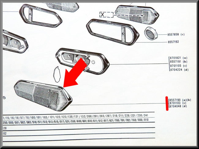 Verre feu arrière droit – Renault 16 – OEM 0855719000 – Occasion