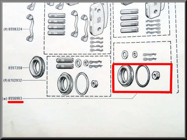Kit de réfection d'étrier de frein 48mm – Renault 16 (1150) – OEM 0855696300