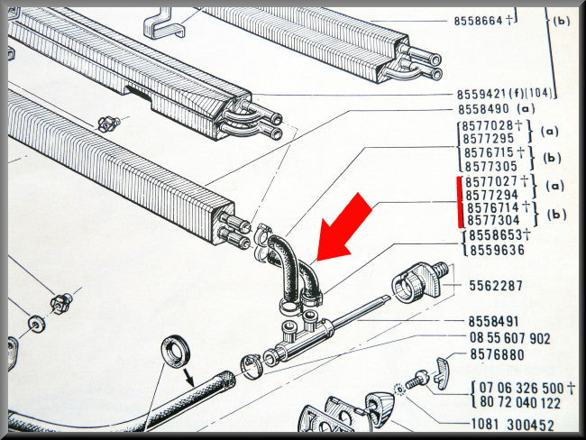 Durite de chauffage – Renault 16 – OEM 0857730400