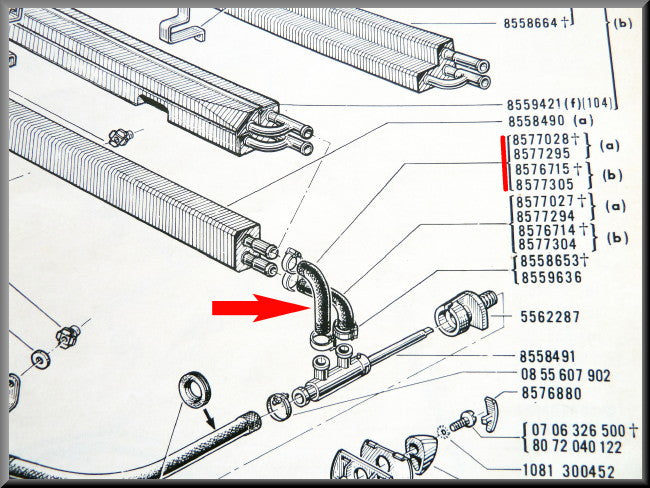Tuyau de chauffage – Renault 16 – OEM 0857730500