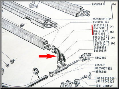 Tuyau de chauffage – Renault 16 – OEM 0857730500