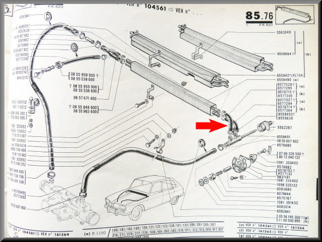 Tuyau de chauffage – Renault 16 – OEM 0857730500