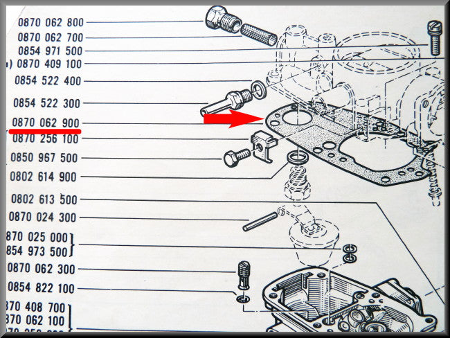 Joint de couvercle de carburateur Solex – Renault 16 L (1150) – OEM 0870062900