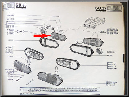 Feu arrière gauche complet – Renault 16 – OEM 0870181500