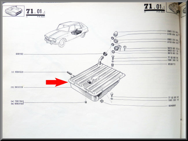 Réservoir à essence - Renault 16 (1150 et 1151 jusqu'à 1969) - Renault 16 - OEM 0983222800 - Occasion