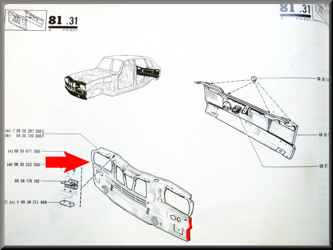 Voorfront zijdeel rechts – Renault 16 – OEM 1100506080