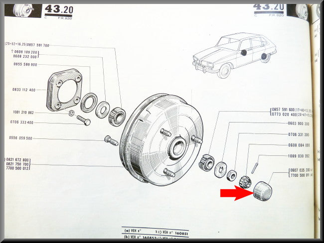Cache-moyeux essieu arrière intérieur 47 mm – Renault 16 – OEM 7700500011