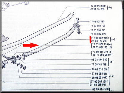 Tube central – Renault 16 TS, TX (type 1) - OEM 7700502259