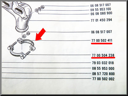 Pince collecteur (69 mm) – Renault 16 TS, Renault 16 TX < 1975 – OEM 7700502411 / 7700504238