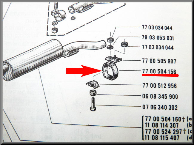 Bevestigingsrubber uitlaat – Renault 16 – OEM 7700504156