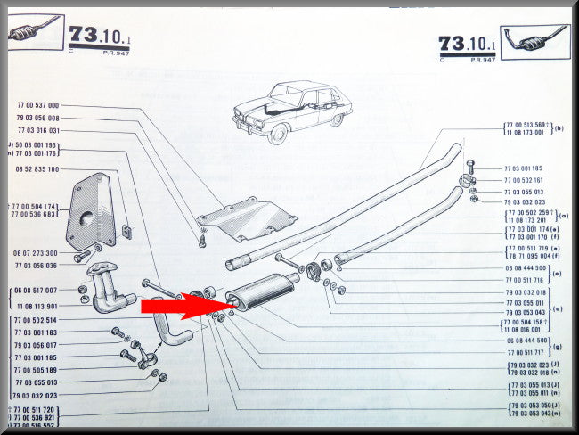 Front silencer – Renault 16 TX, TS – OEM 7700504158