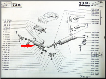 Silencieux intermédiaire – Renault 16 TS (1151) – OEM 7700504186