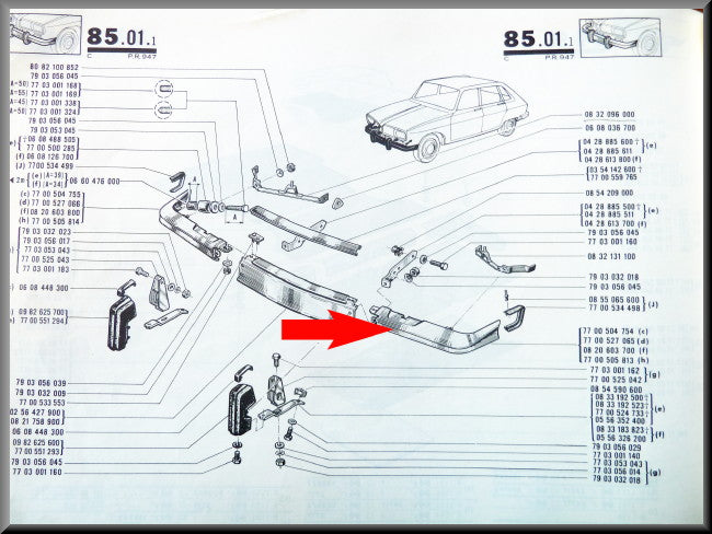 Coin de pare-chocs avant gauche – Renault 16 TS (premier type) – OEM 7700504754