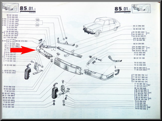 Angle de pare-chocs avant droit – Renault 16 TS (premier type) – OEM 7700504755