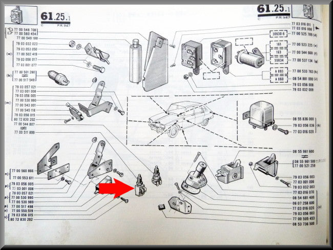 Contacteur de feux stop – Renault 4 - Renault 5 - Renault 16 – OEM 7700511899