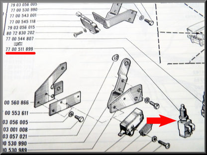 Contacteur de feux stop – Renault 4 - Renault 5 - Renault 16 – OEM 7700511899
