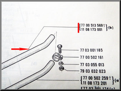 Tube central – Renault 16 TX, TS – OEM 7700513569