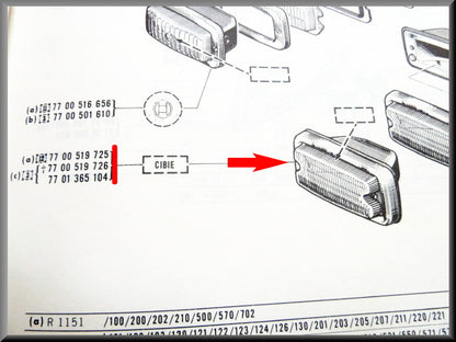Feu de recul – Renault 16 TS (1968 - 1969)– OEM 7700519725 / 7700519726