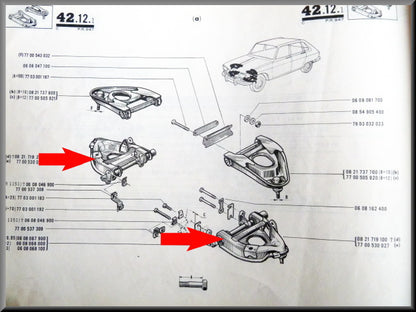 Kit de réparation bras de suspension inférieurs – Renault 16 – OEM 7700530027