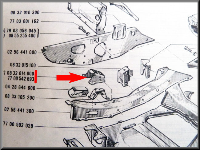 Renfort de longeron, sous-châssis droit – Renault 16 – OEM 7700542693