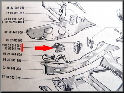 Renfort de longeron, sous-châssis droit – Renault 16 – OEM 7700542693