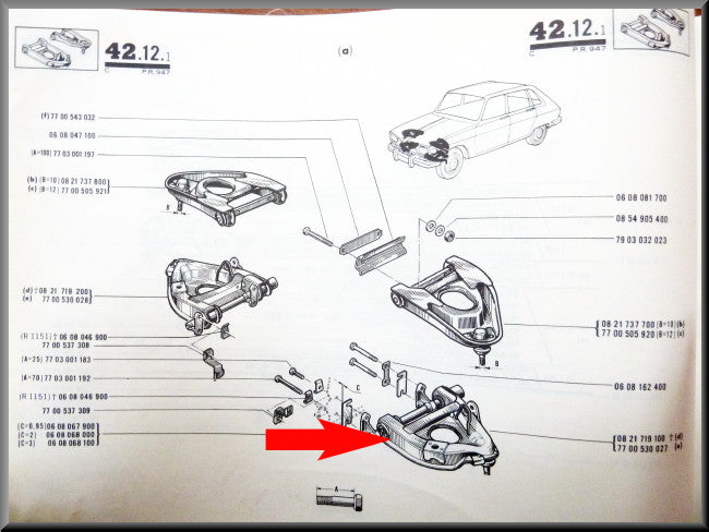 Onderste draagarm links (Excl: € 250,00 borg voor inruil) – Renault 16 – OEM 7700530027