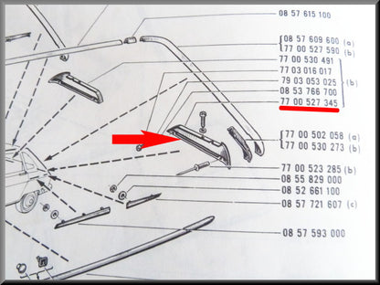 Baguette décorative arrière gauche – Renault 16 – OEM 7700527345