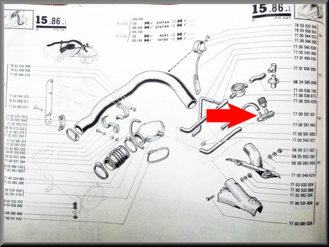 Collecteur système de ventilation du carter – Renault 16 TX, TS – OEM 7700551021