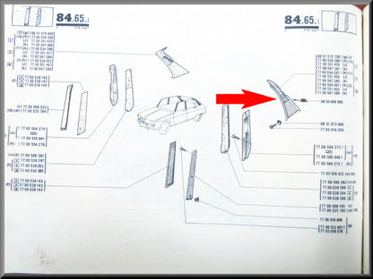 Habillage intérieur montant C gauche (gris) – Renault 16 – OEM 7700551456