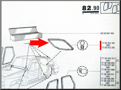 Trunk rubber – Renault 16 – OEM 7700553264