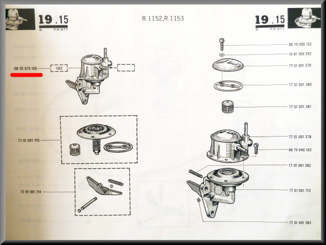 Benzinepomp (2 aansluitingen) – Renault 16 TL, L – OEM 0855970100
