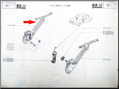 Mécanisme de lève-vitre avant droit – Renault 16 – OEM 7700572246
